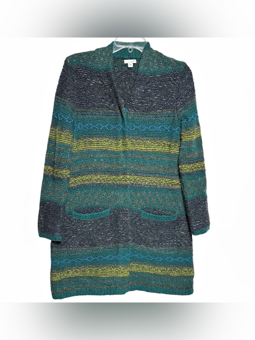 J Jill Sweater Duster Wool Blend Cardigan Women’s Small Aztec Boho Women’s Small